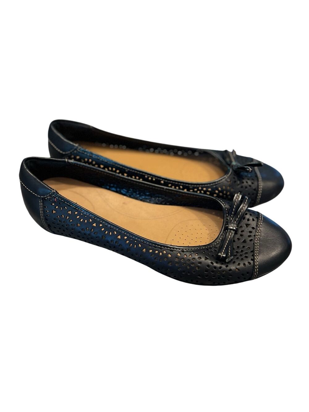 Clarks Bendables Poem Journal perforated leather ballet flats size 10